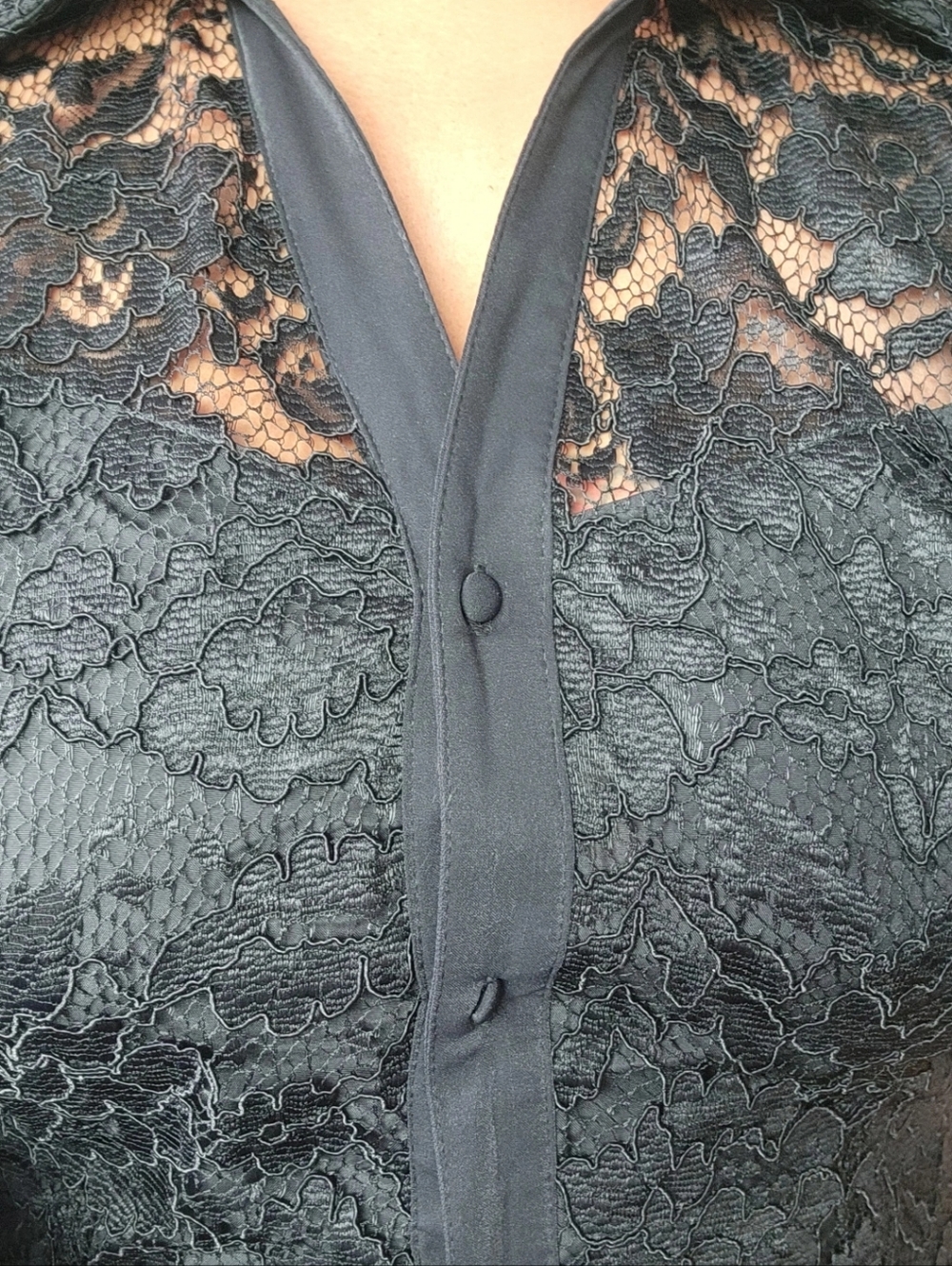Nanette Lepore Black Lace Butyon-Front Midi Dress • Size 12 - Picture 8 of 10